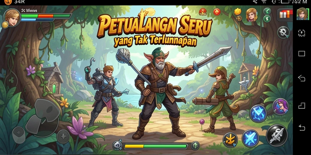 Menampilkan gameplay seru dalam dunia petualangan 34R.