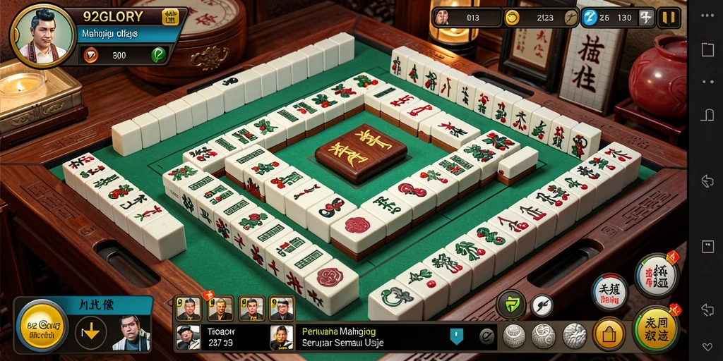 Screenshot menampilkan tampilan menarik dari permainan Mahjong 92GLORY.