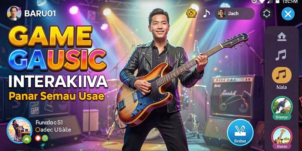 Tampilan gameplay interaktif BARU01 dengan berbagai alat musik.