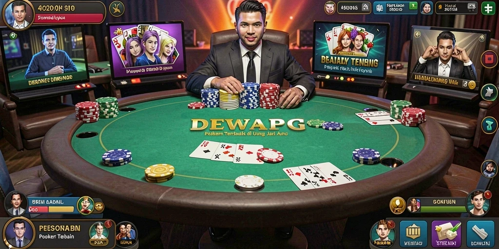 Screenshot gameplay DEWAPG menampilkan suasana meja poker yang seru.