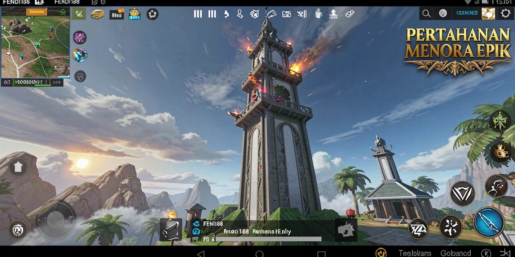 Tampilan gameplay FENDI188 yang menegangkan dalam mode Tower Defense.