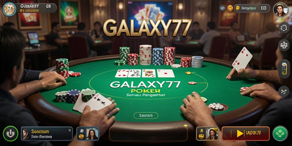 Tampilan gameplay GALAXY77 yang menarik dengan berbagai jenis permainan poker.