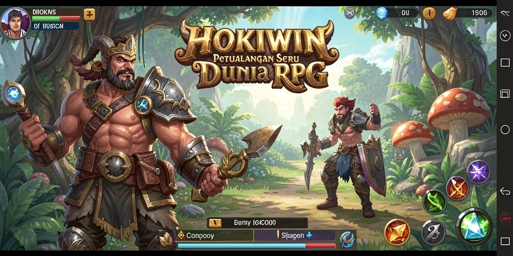 Tampilan gameplay seru dalam HOKIWIN dengan aksi pertarungan RPG.