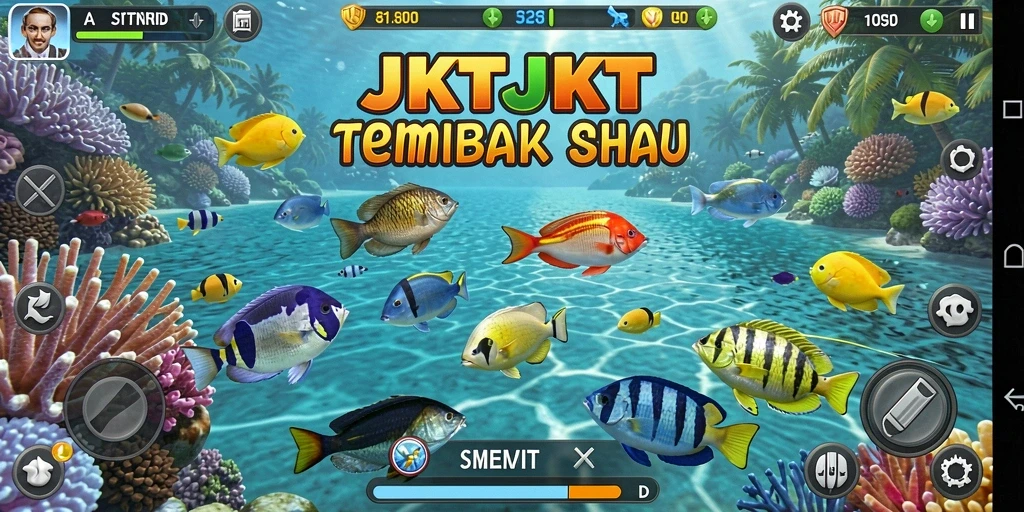 Tampilan gameplay menunjukkan keseruan JKTJKT dalam menembak ikan.