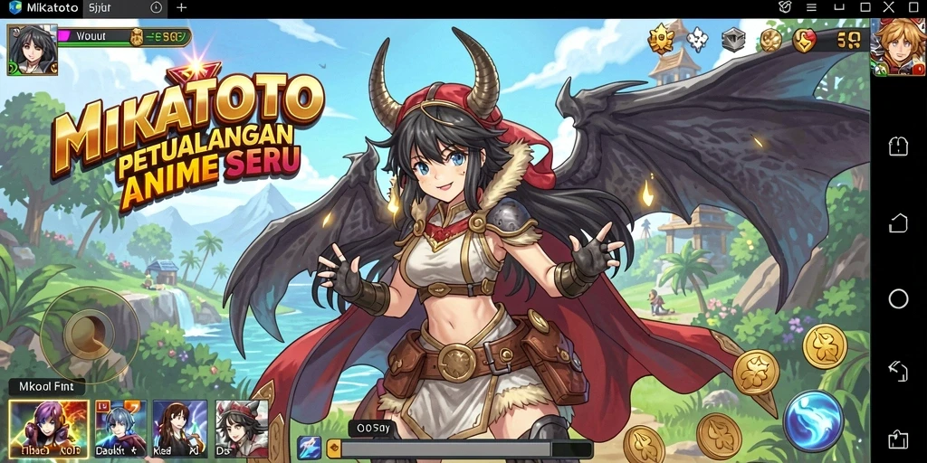 Tampilan gameplay MIKATOTO yang penuh warna dan aksi seru.