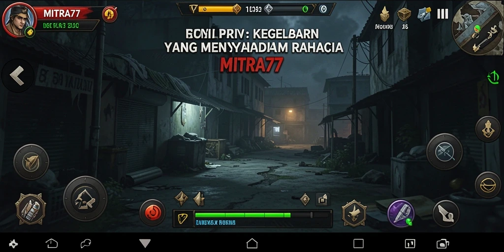 Tangkapan layar utama MITRA77 menampilkan nuansa horor yang mendalam.