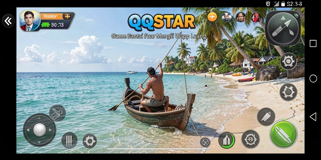 Screenshot menunjukkan gameplay <strong>QQSTAR</strong> yang seru dan penuh warna.