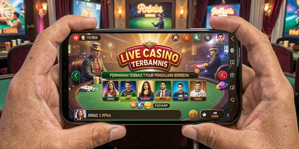 Screenshot RP66 menunjukkan dealer langsung dan suasana permainan yang menggembirakan.