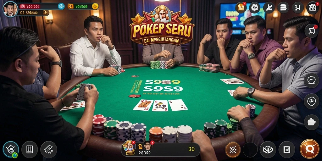 Tampilan gameplay menarik dalam aplikasi S9S9 yang menampilkan duel poker yang penuh strategi.