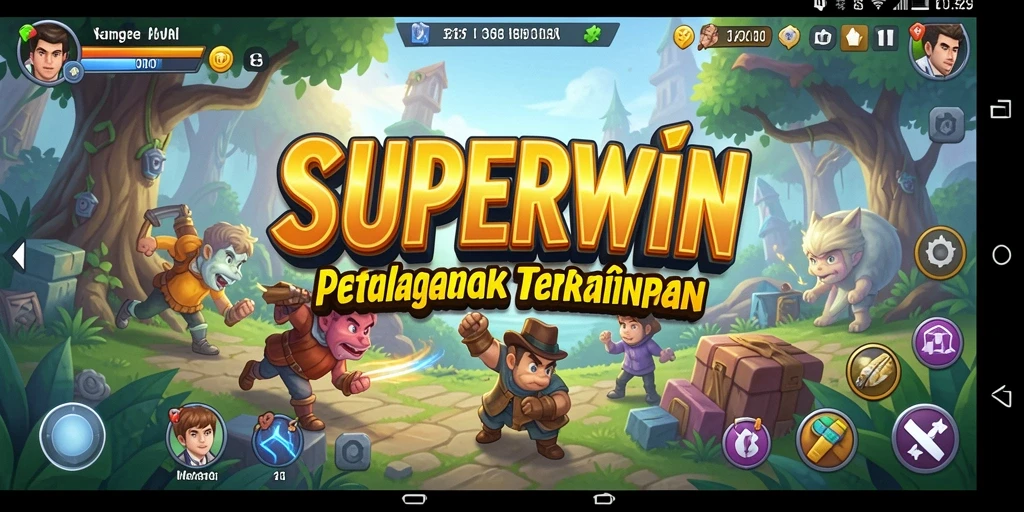 Screenshot menunjukkan gameplay menarik dari petualangan seru SUPERWIN.