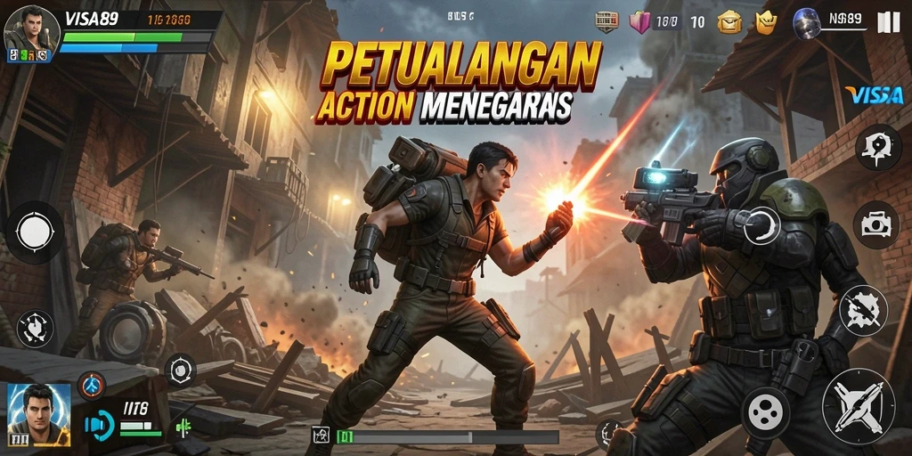 Tampilan mendebarkan dari gameplay Action dalam VISA89.