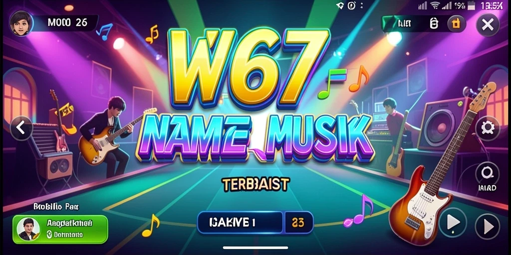 Tampilan gameplay W67 dengan berbagai lagu yang menarik.