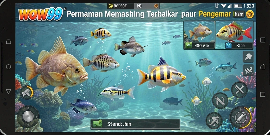 Tampilan gameplay WOW99 dengan aktivitas memancing yang seru.