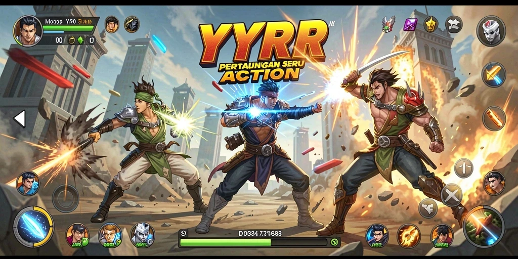 Tampilan seru dalam <strong>YYRR</strong> saat bertarung dengan musuh.